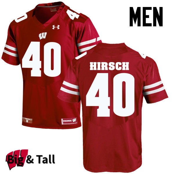 Wisconsin Badgers Men's #40 Elroy Hirsch NCAA Under Armour Authentic Red Big & Tall College Stitched Football Jersey NY40R08PA